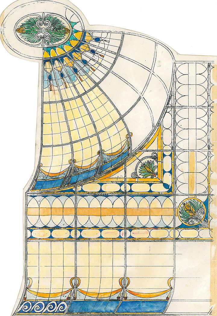 bozzetto del lucernario in vetro soffiato